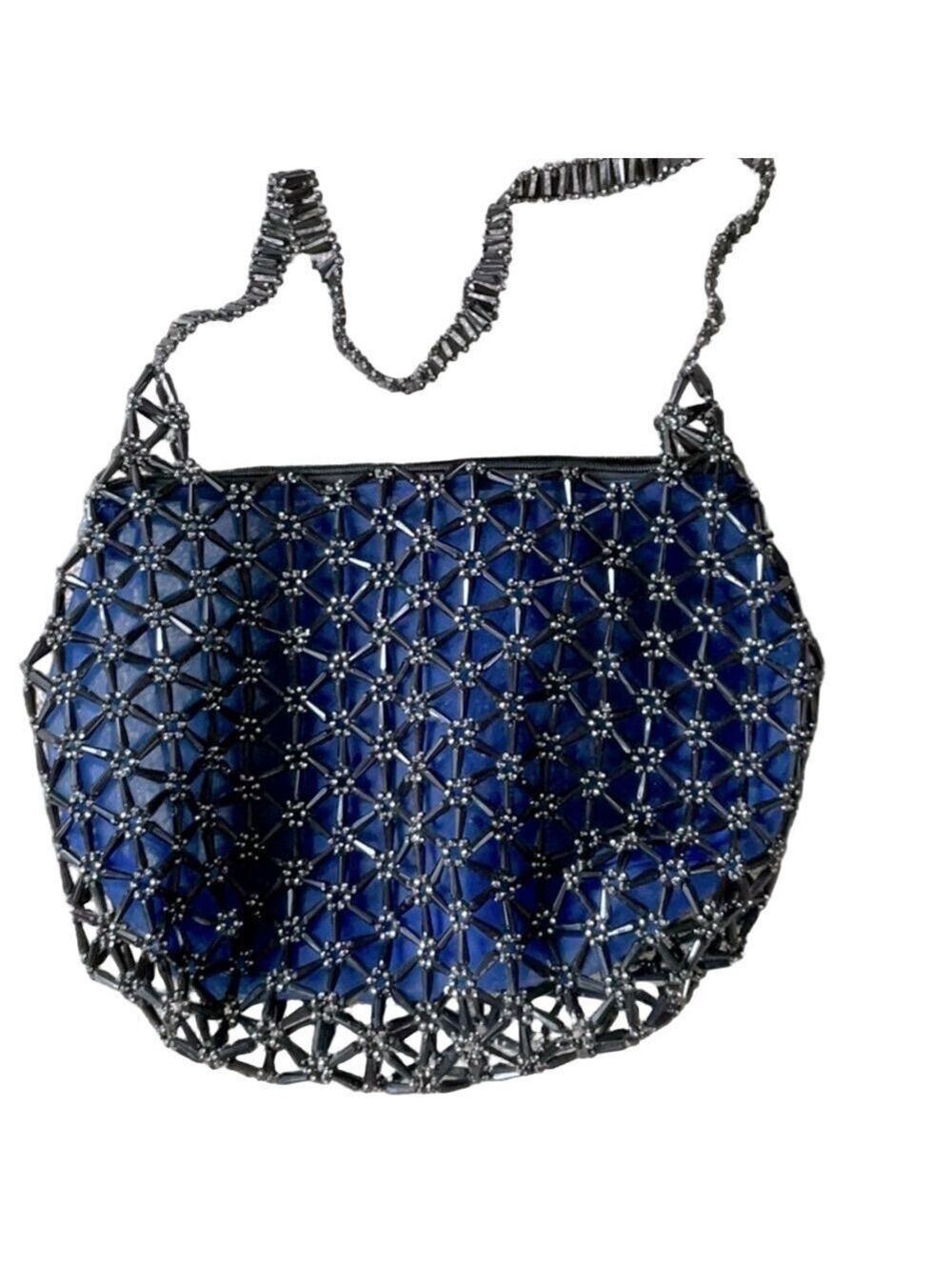 Nicole Lee Black Beaded Rhinestone Bag